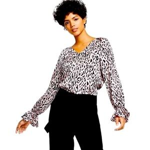 Bar III Pink and Black Animal Print Blouse